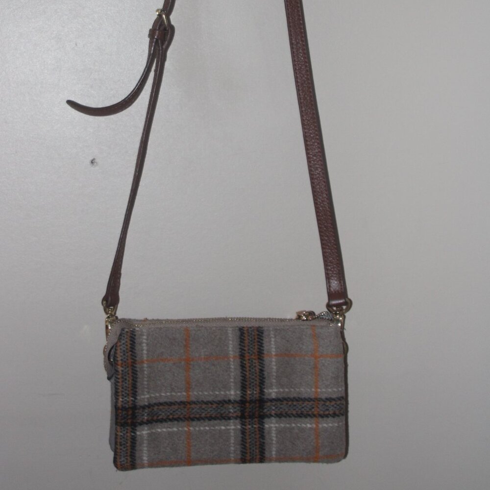 Off.    NWOT LADIES JEN & COMPANY CROSSBODY BAG - TAN PLAID